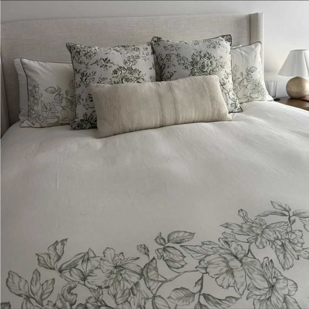 Oversized Square Floral Jacquard Pillow Green - Threshold Studio McGee